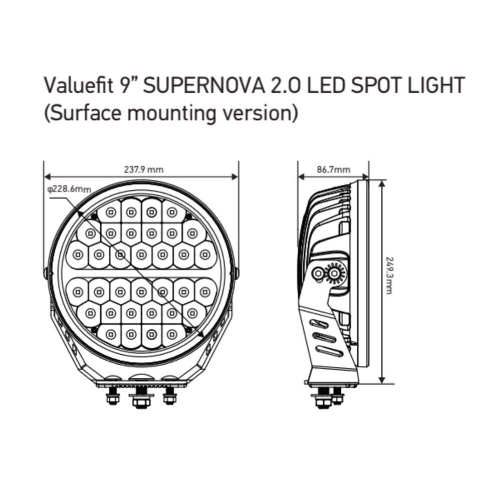 HELLA 12V-24V LED LAMBA 170 W OFF-ROAD YUVARLAK SUPERNOVA 2.0 8400 LÜMEN 5700K (238*250*87 MM)