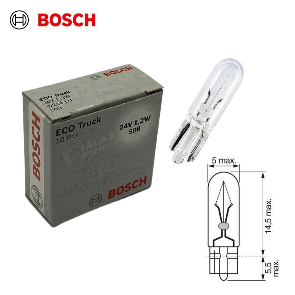 BOSCH 24V DİPSİZ AMPUL T5 1.2W (10 ADET)