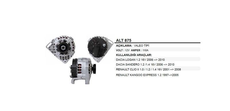 12V ALTERNATÖR DİNAMO 110 A VALEO TİPİ DACIA/RENAULT
