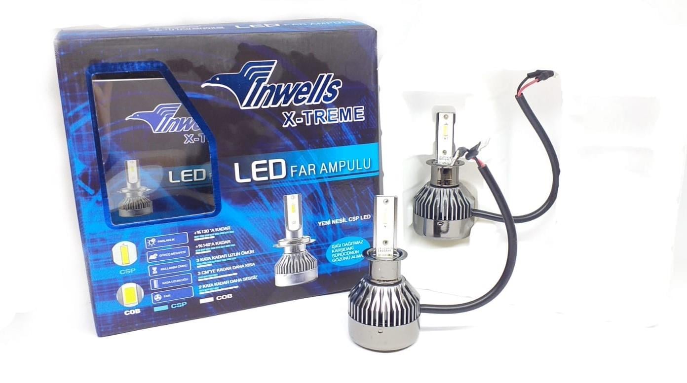 INWELLS 12V-24V H3 CSP LED XENON FAR AMPUL SETİ 6000K 10000 LÜMEN