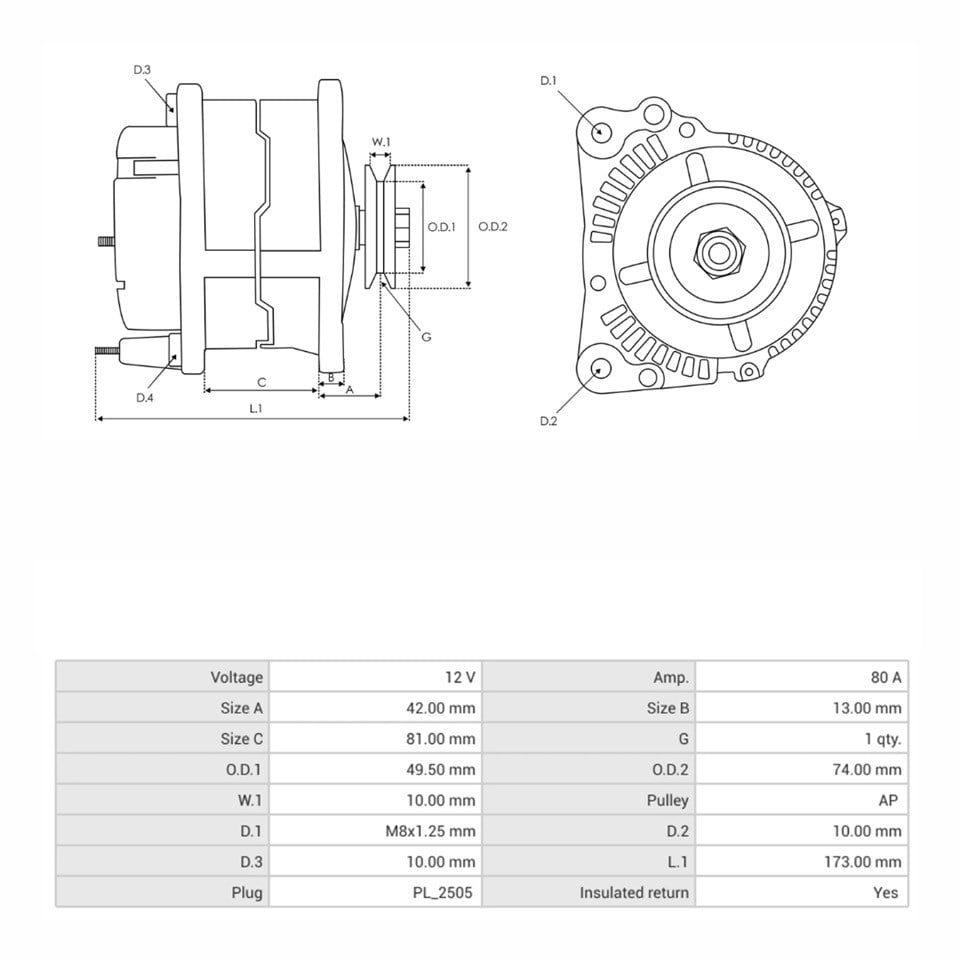 12V ALTERNATÖR DİNAMO HITACHI TİPİ 80 A (L-R) JOHN DEERE-YANMAR