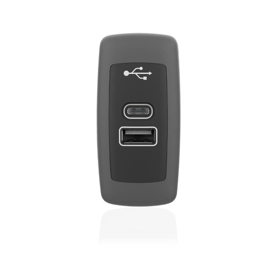 SANEL 10V-30V TELEFON ŞARJ CİHAZI (USB+TYPE-C) (2.1A X 2) (MAVİ LED IŞIK)