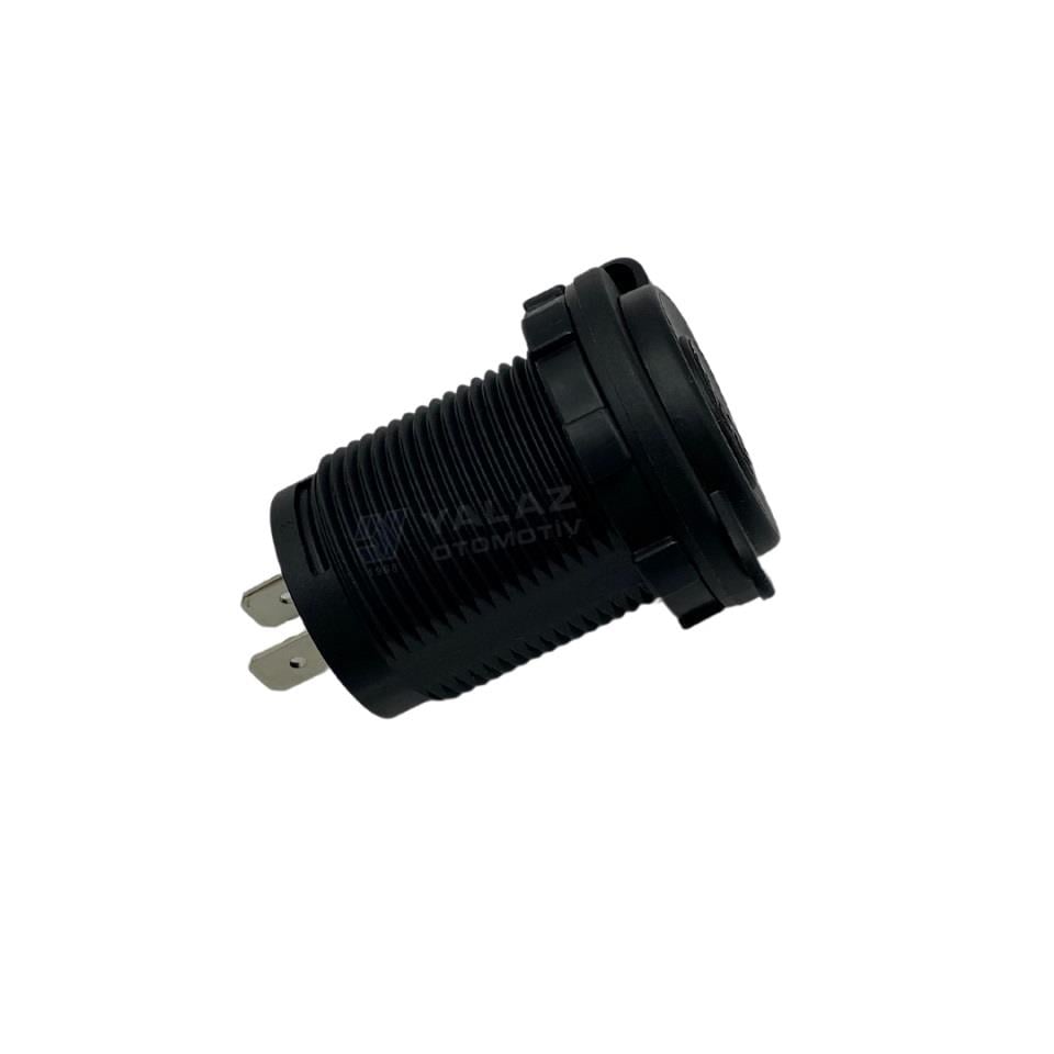 ENG 12V-24V TELEFON ŞARJ CİHAZI (USB) (KAPAKLI MARİN) (MAVİ LED IŞIK) (28 MM)