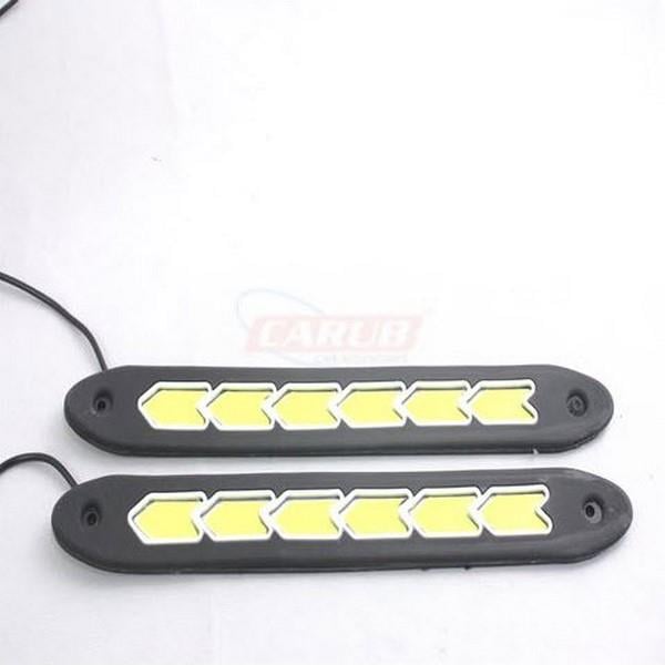 12V GÜNDÜZ SÜRÜŞ LEDİ SİLİKONLU 6 (OKLU) LEDLİ (COB LED) (32 MM X 260 MM) (2 AD)