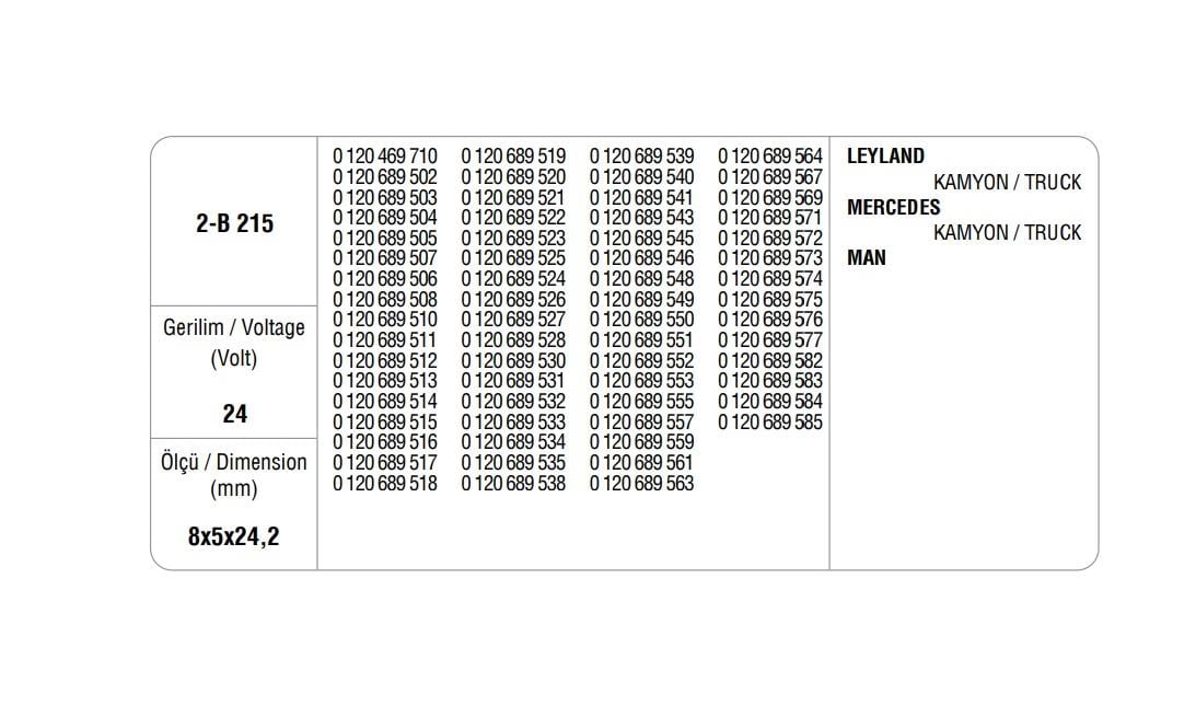 24V ALTERNATÖR KÖMÜRÜ BOSCH TİPİ (2 AD)
