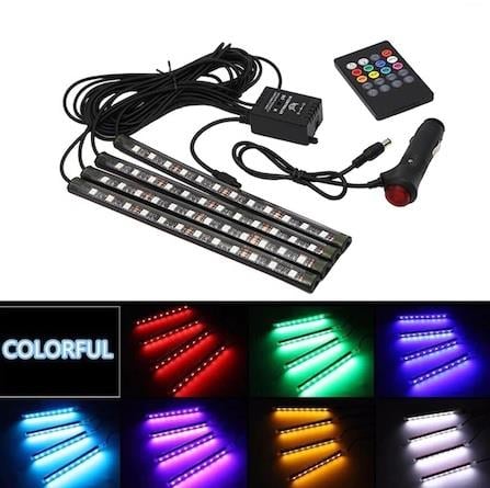 12V AYAK ALTI LAMBA 4'LÜ SESE DUYARLI (KUMANDALI) ÇAKMAK FİŞLİ