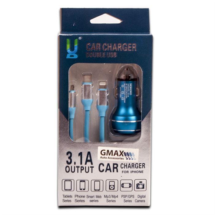 TELEFON ŞARJ CİHAZI ÇOKLU UÇ (USB) (KABLOLU) MAVİ