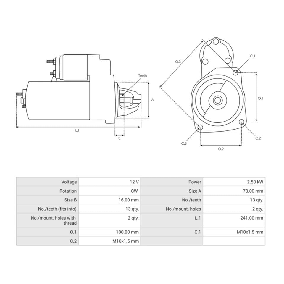 BOSCH 12V MARŞ MOTORU 13 DİŞ 2.5 KW MERCEDES (START-STOP)