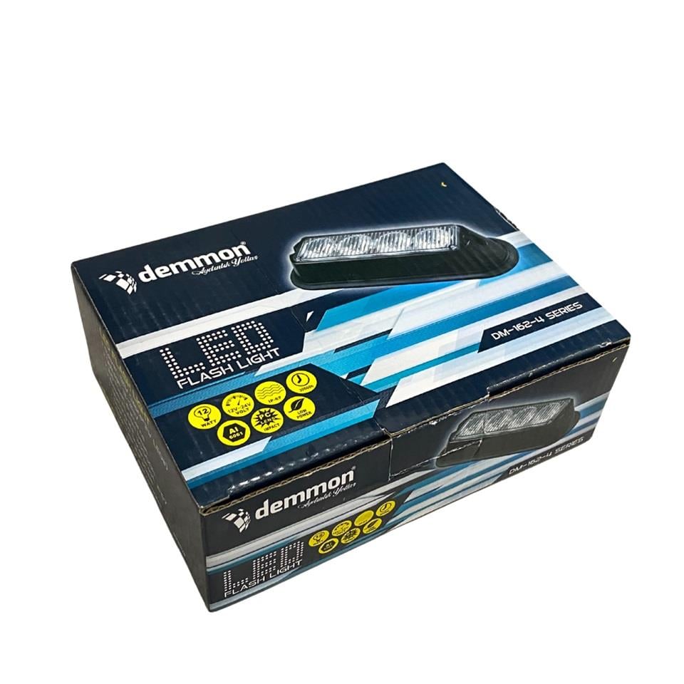 12V-24V ÇAKAR FLAŞ LED LAMBA 18 FONKSİYONLU (4X1W) (ŞEFFAF) MAVİ/MAVİ) (132*34*30 MM)