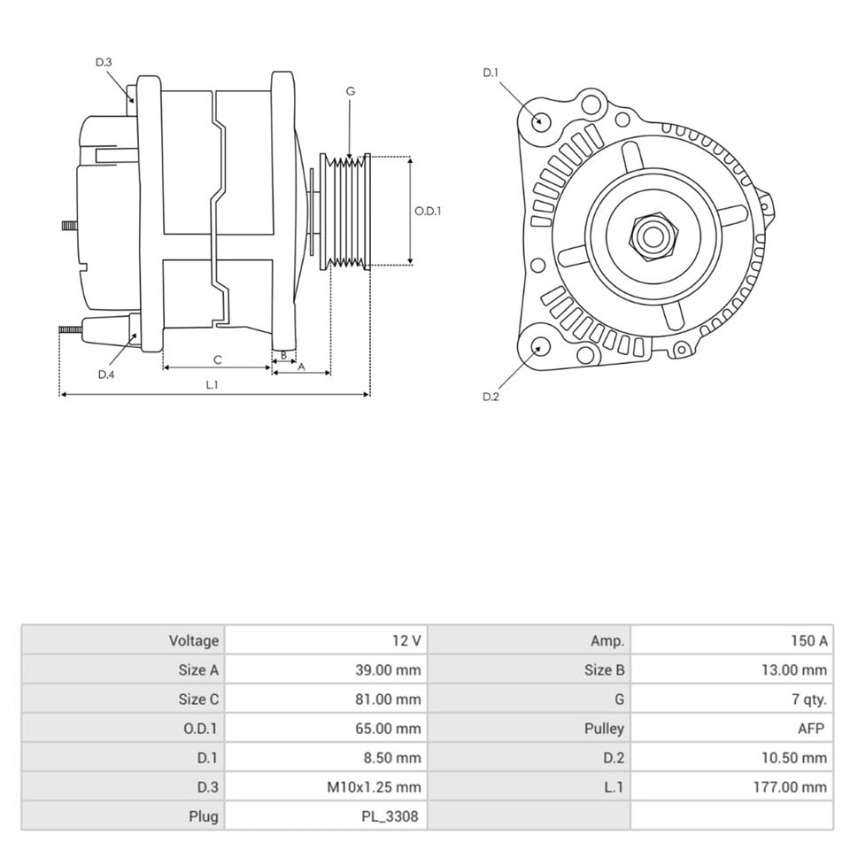 MITSUBISHI 12V ALTERNATÖR DİNAMO 150 A (3 FİŞ) (C-S-L) NISSAN CABSTAR/MURANO/NAVARA/PATHFINDER