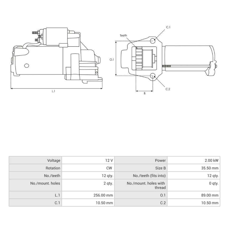 12V MARŞ MOTORU 12 DİŞ 2 KW CITROEN JUMPER-FIAT DUCATO-FORD TRANSIT V347-PEUGEOT BOXER 2006 >