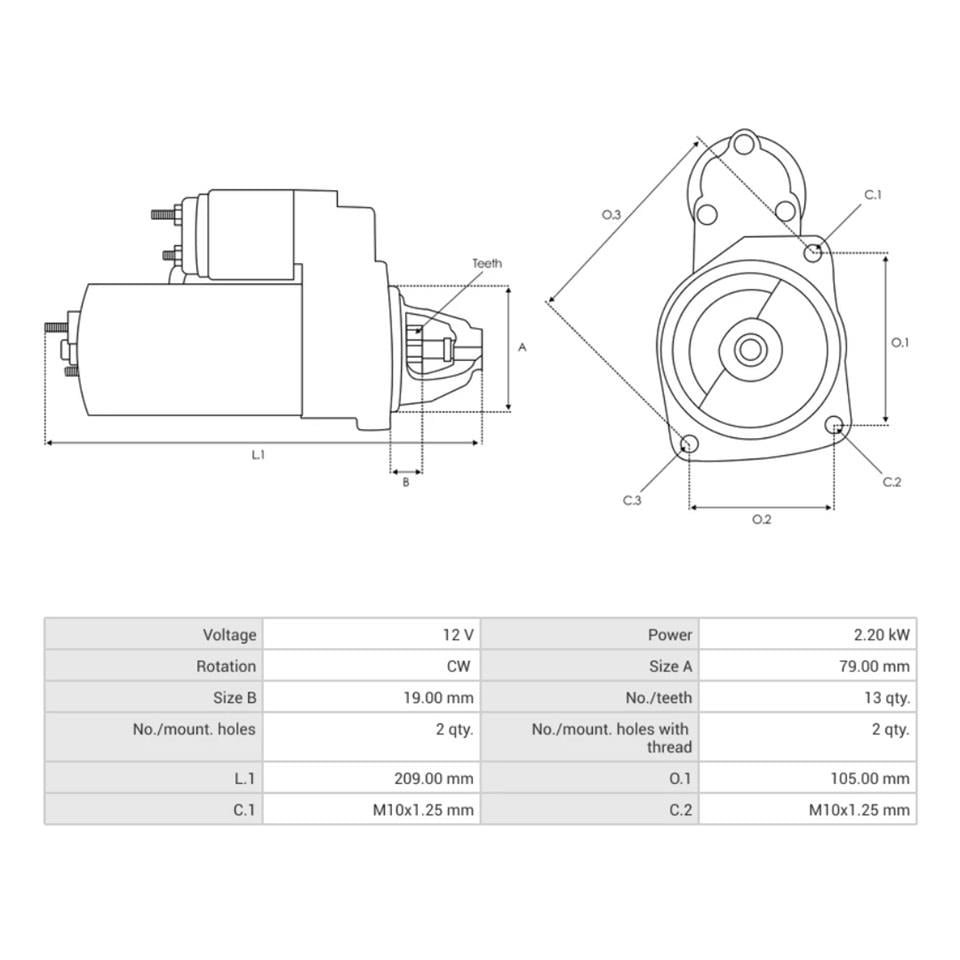 VALEO 12V MARŞ MOTORU 13 DİŞ 2.2 KW HYUNDAI H1/H100/H350-KIA BONGO/K2500/K2700 KOREA
