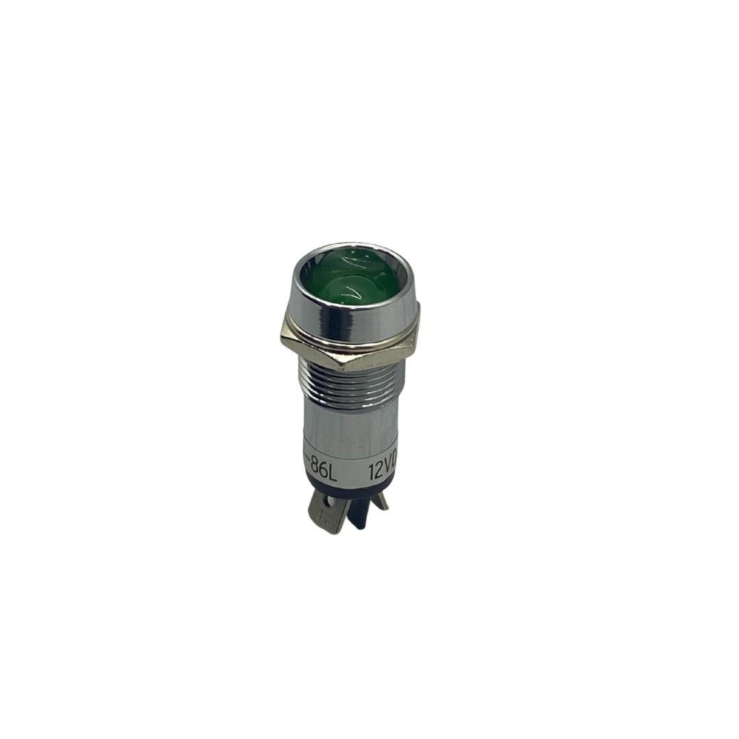 12V GÖZ LAMBASI (METAL) (BÜYÜK LEDLİ) YEŞİL (14 MM)
