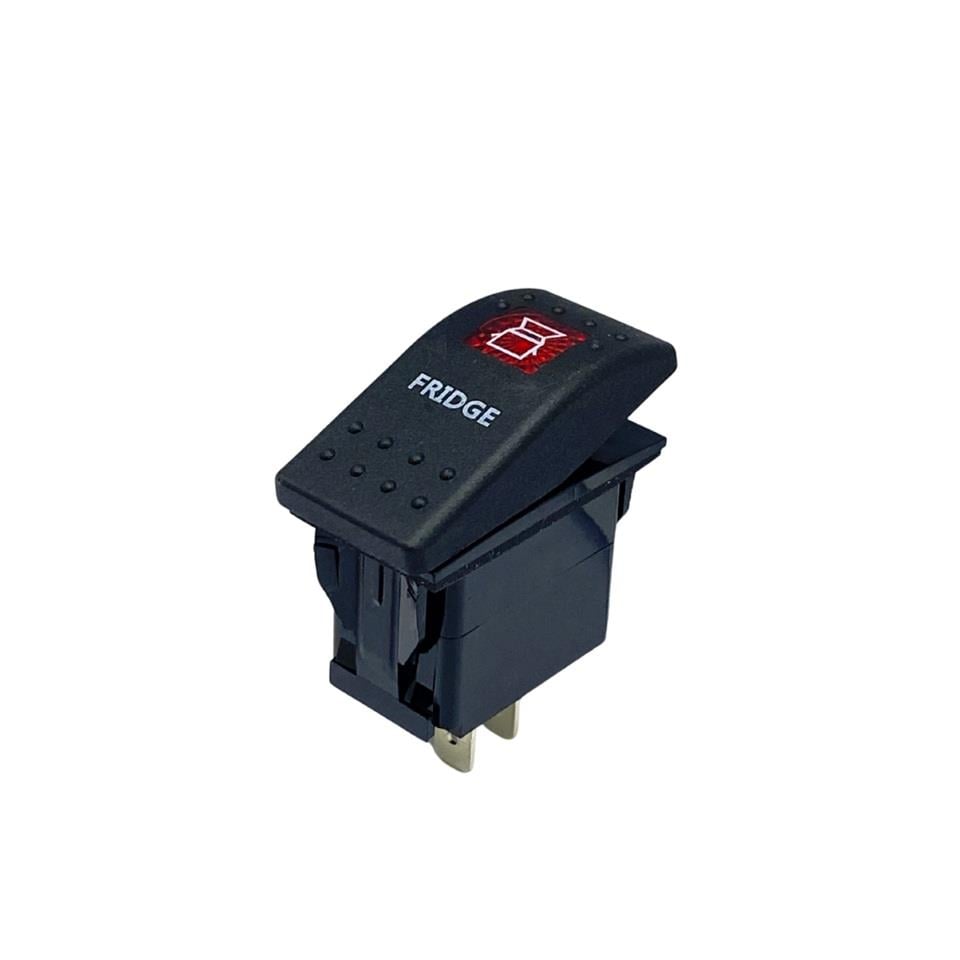 TUŞLU ANAHTAR IŞIKLI KIRMIZI BUZDOLABI (3 FİŞ) (TEK DEVRE) (12V 20A DC/24V 10A DC) MARİN
