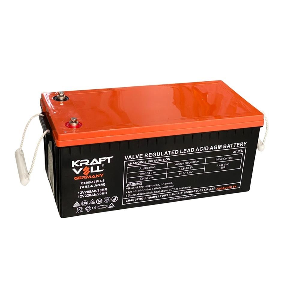 KRAFTVOLL 12V 208 AH/220 AH DEEP CYCLE JEL AKÜ (522*239*217) (61 KG)