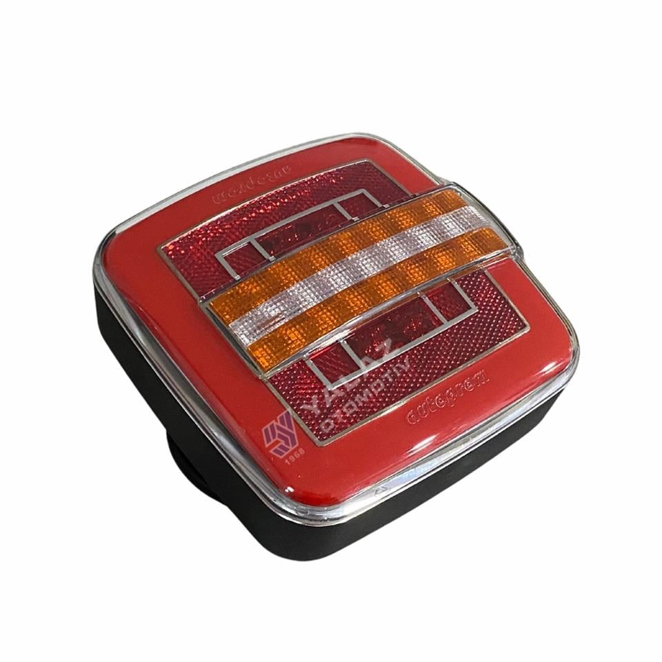12V STOP LAMBASI KARE (NEON LEDLİ) (KAYAR SİNYALLİ) (4 FONKSİYONLU) (120*120 MM)