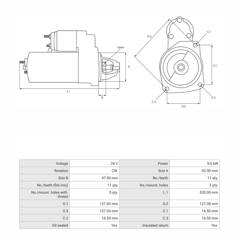 24V MARŞ MOTORU DELCO TİPİ 11 DİŞ 9 KW 50MT CATERPILLAR