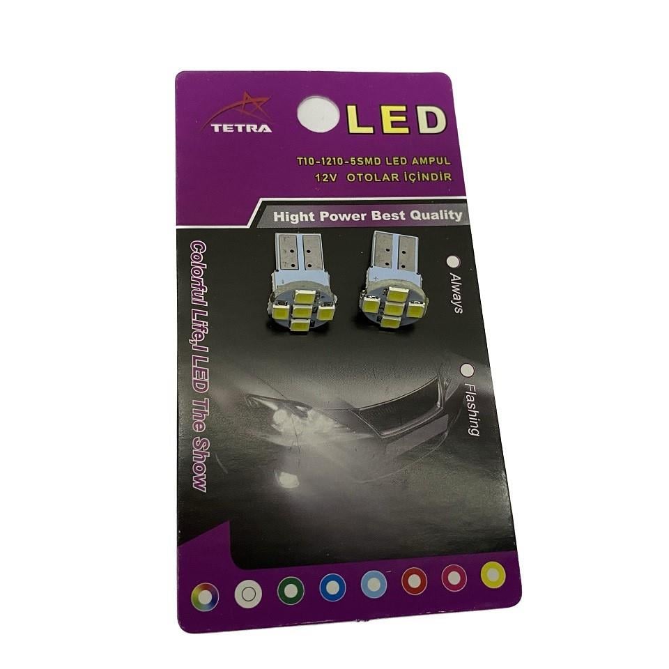 12V DİPSİZ AMPUL T10 (5 LEDLİ) BEYAZ (2 AD)