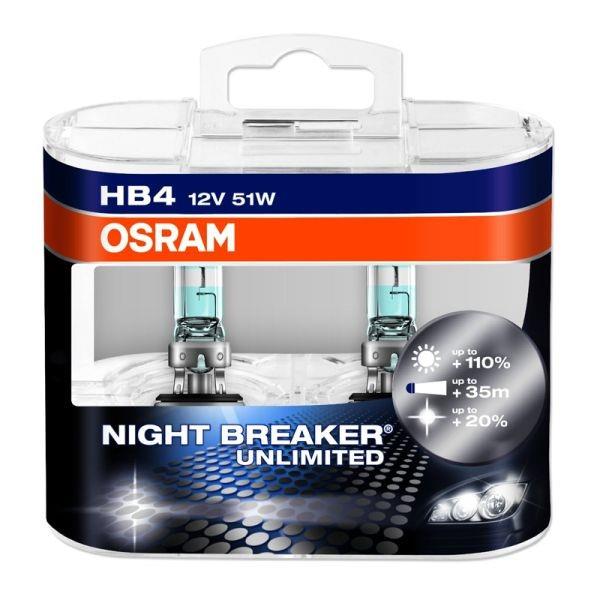 OSRAM 12V HB4 AMPUL 51W +%110 FAZLA IŞIK 4000K NIGHT BREAKER UNLIMITED (2 AD)