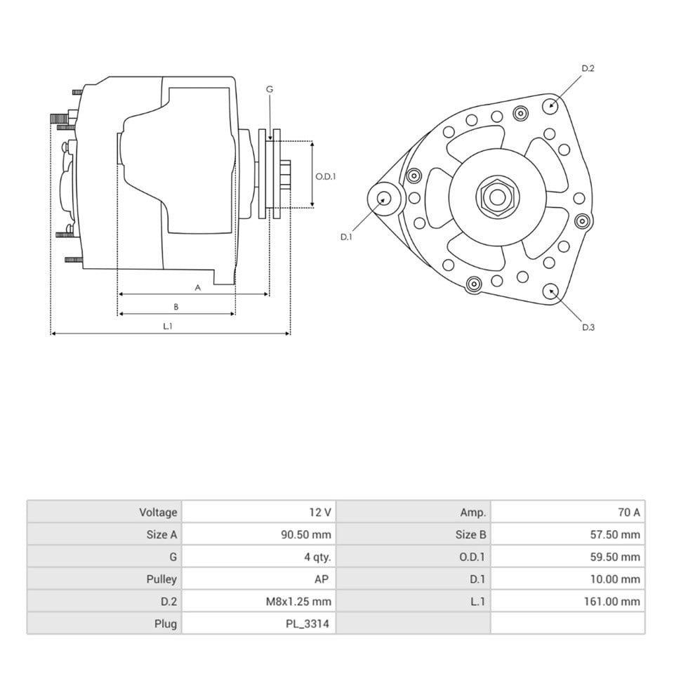 12V ALTERNATÖR DİNAMO 70 A (3 FİŞ OVAL SOKET) (S-IG-L) TOYOTA COROLLA 1.6 1992-1999