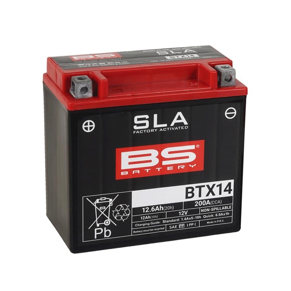 BS BATTERY 12V 12.6 AH MOTOSİKLET AKÜSÜ 200A (EN) (150*87*145) (BTX14-SLA) (TERS)