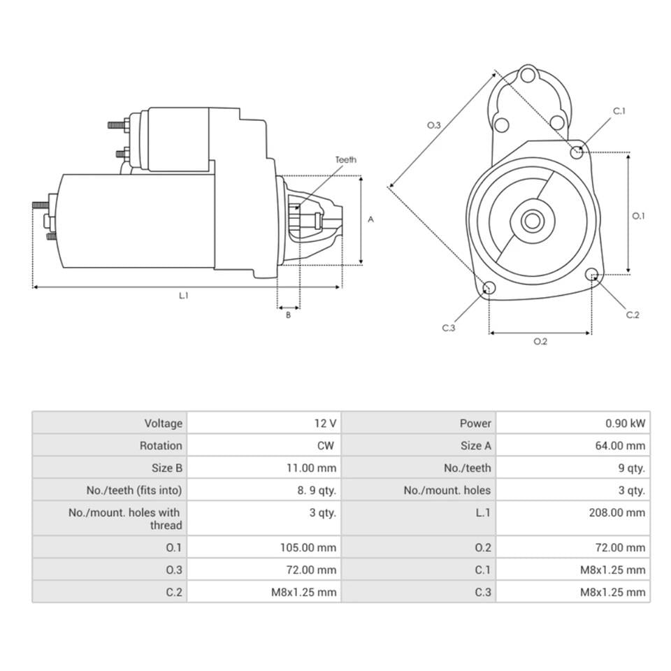 12V MARŞ MOTORU 9 DİŞ 1 KW TOFAŞ DOĞAN SLX/KARTAL SLX/ŞAHİN-FIAT UNO/TIPO/TEMPRA