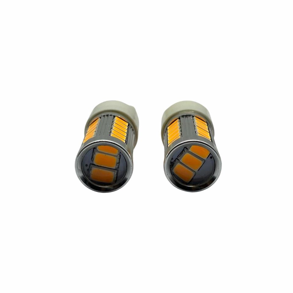 12V 1016 AMPUL DİPSİZ T20 33 LEDLİ SARI (MERCEKLİ) (2 AD)