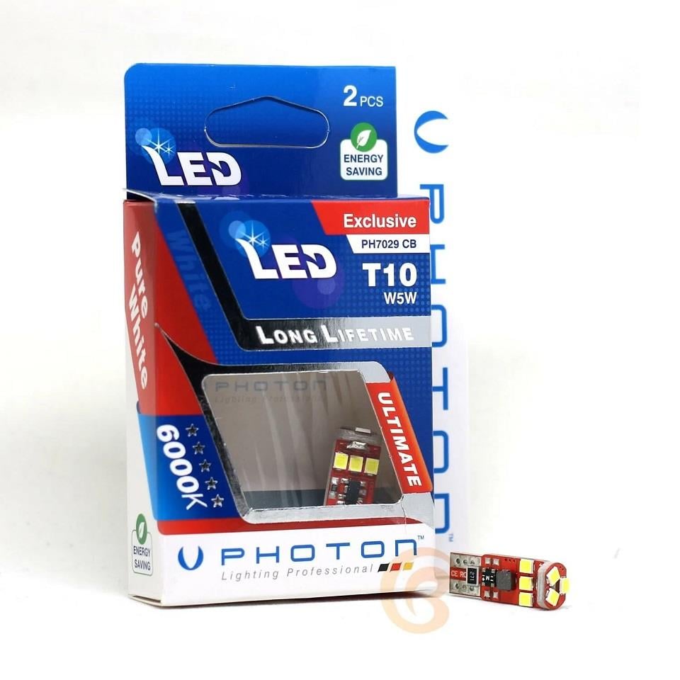 PHOTON 12V DİPSİZ AMPUL LED T10 (6+3 LEDLİ) BEYAZ 6000K CB (2 AD)