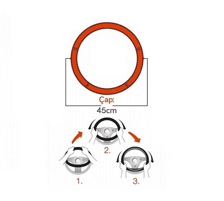 DİREKSİYON KILIFI SİYAH (SUNİ DERİ) (45 CM)