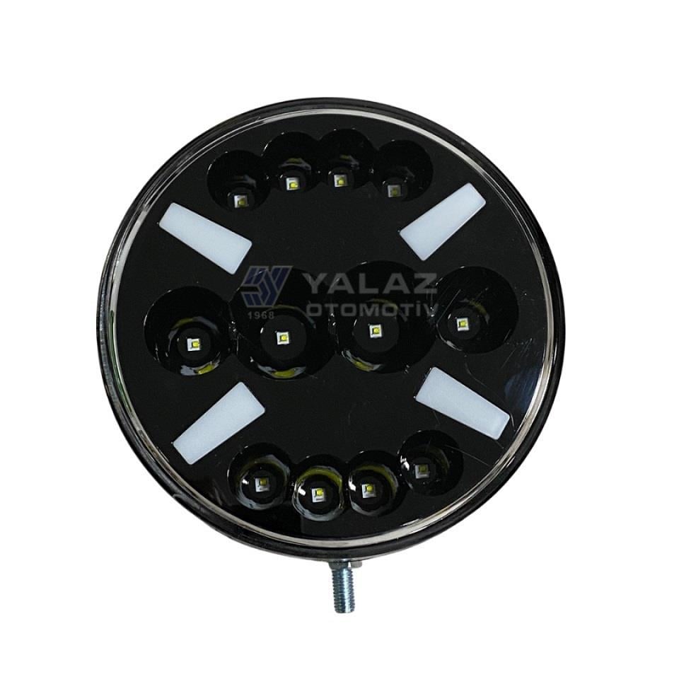 12V-24V LED LAMBA OFF-ROAD YUVARLAK (182*69 MM) (SİYAH) LEDLİ SARI-BEYAZ