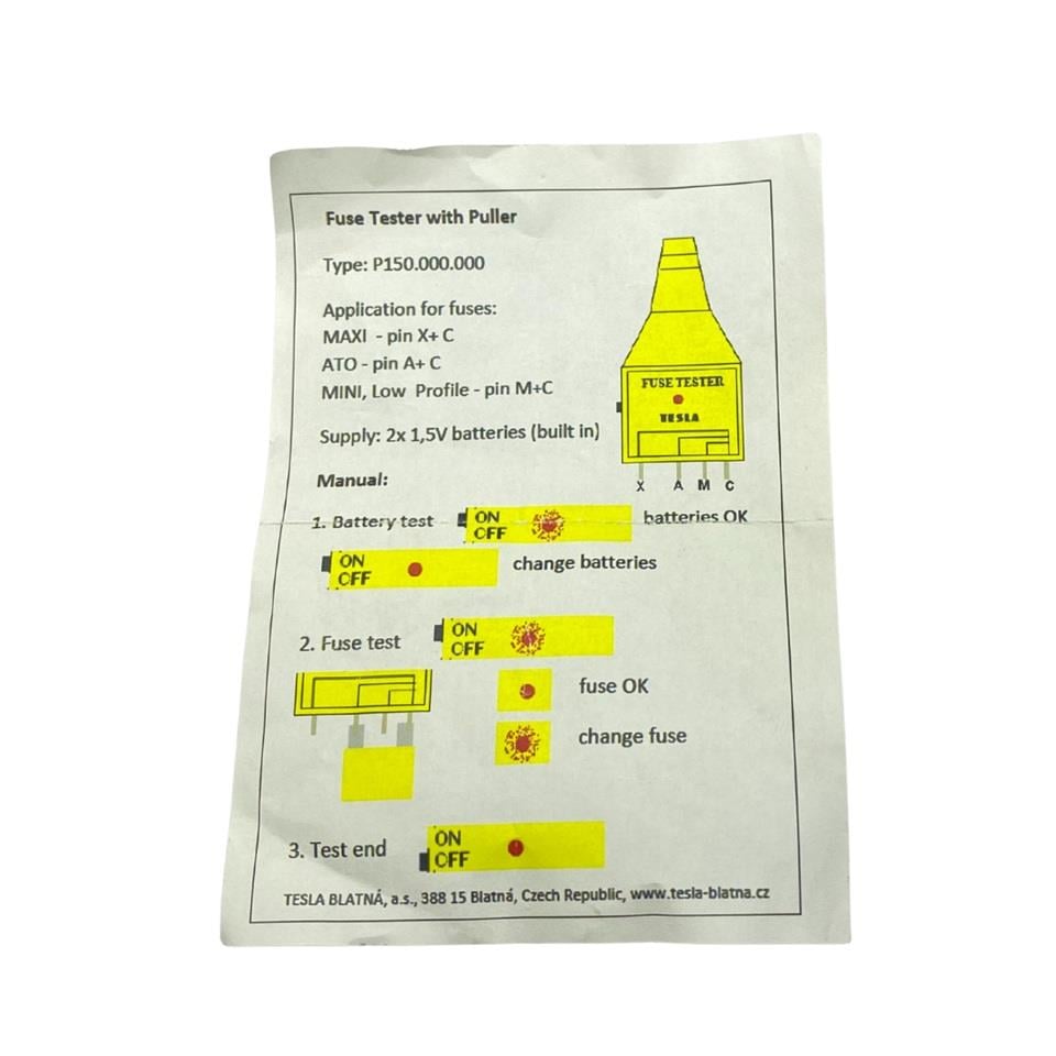 TESLA OTO SİGORTA KONTROL (TEST) CİHAZI (MİNİ/BIÇAK/MAXI)