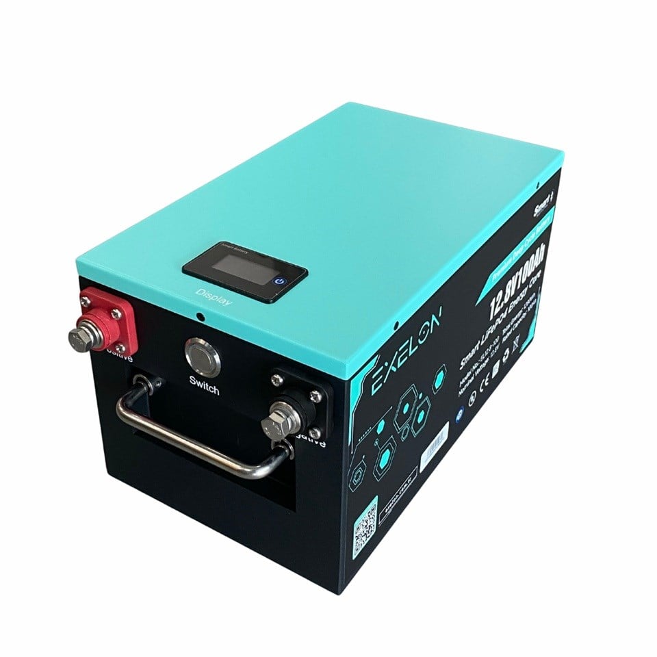EXELON 12V 100 AH LITHIUM DEEP CYCLE AKÜ (SMART LIFePO4 BATTERY) 1280Wh (380*210*210) (12 KG)