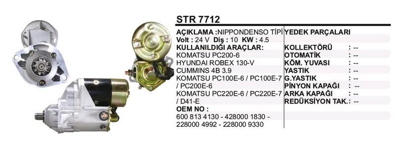 24V MARŞ MOTORU NIPPON DENSO TİPİ 10 DİŞ 4.5 KW (2 KULAK) KOMATSU-HYUNDAI-HYSTER İŞ MAKİNASI