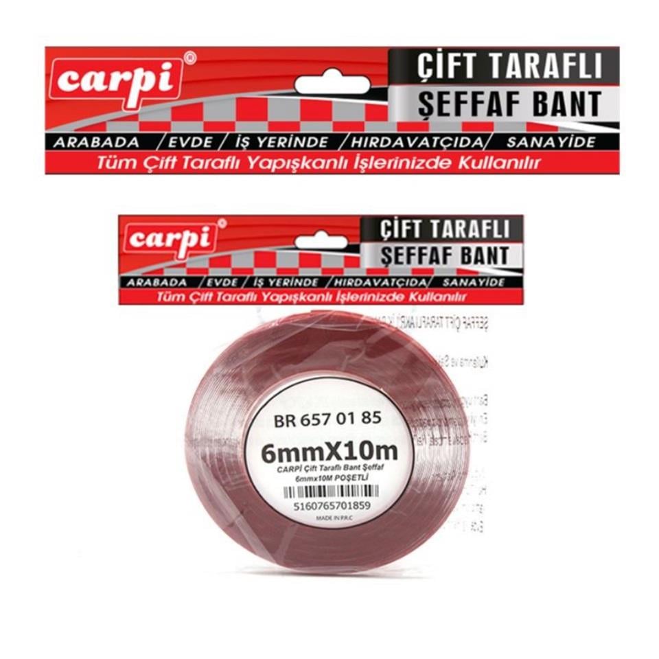 ÇİFT TARAFLI BANT 6 MM X 10 MT ŞEFFAF (SİLİKONLU)