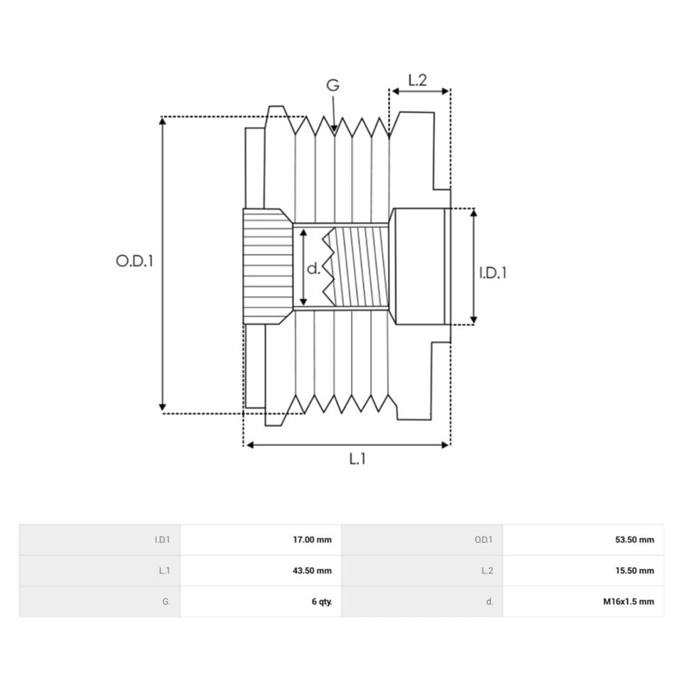 LITENS ALTERNATÖR KASNAK RULMANLI 6-KANAL FORD CONNECT/FIESTA VI/FOCUS III/TRANSİT