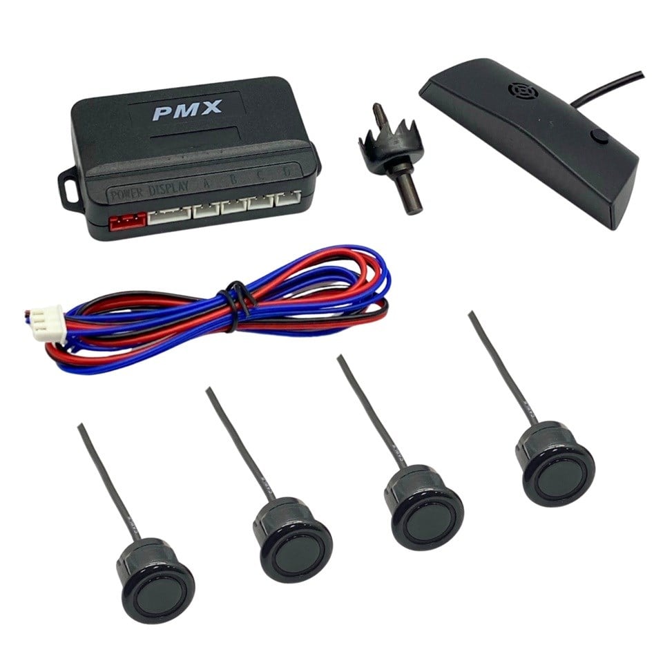PARK SENSÖRÜ SES İKAZLI+MİNİ GÖSTERGELİ (4 GÖZLÜ) (ÖN) (18.8 MM) SİYAH