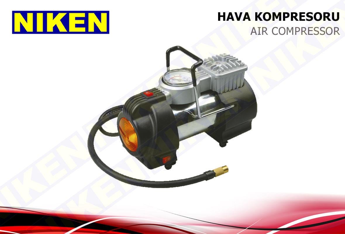 12V LASTİK ŞİŞİRME HAVA KOMPRESÖRÜ METAL IŞIKLI 120 psi (SİYAH)