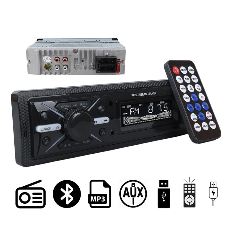 OTO TEYP-RADYO AUX/BLUETOOTH/MP3/SD KART/USB X 2 ŞARJ (UZAKTAN KUMANDALI) (7 RENKLİ)