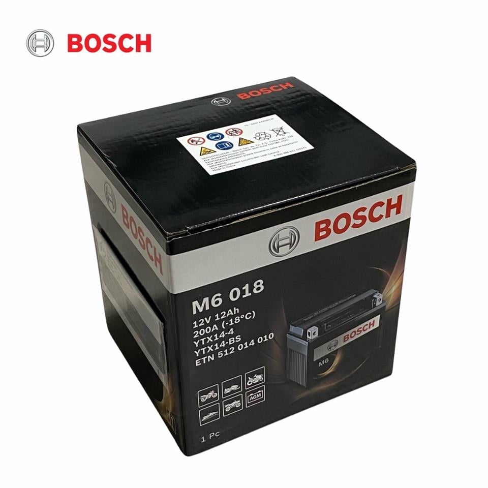 BOSCH 12V 12 AH MOTOSİKLET AKÜSÜ 200 A (EN) (152*88*147) (M6 018) (YTX14-4) (YTX14-BS) (TERS)