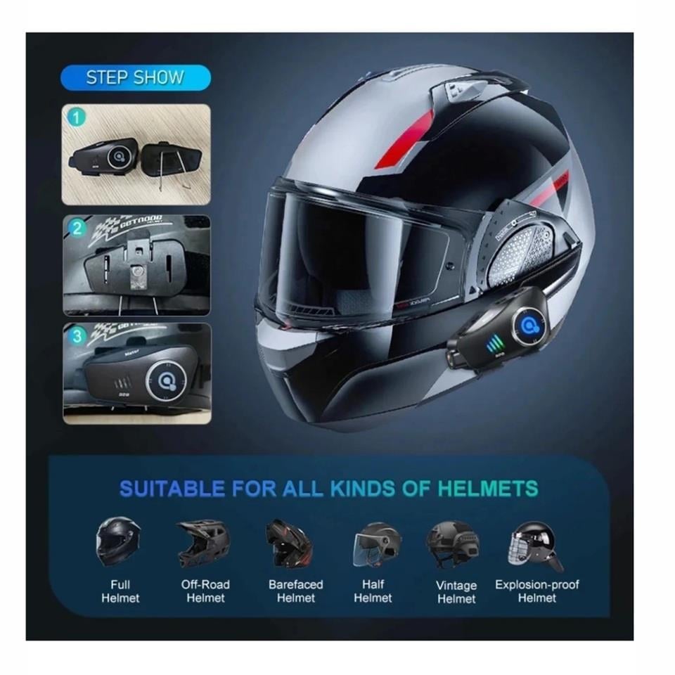 MOTOSIKLET KASK KAMERALI BLUETOOTH KULAKLIK (INTERCOM) SU GEÇİRMEZ