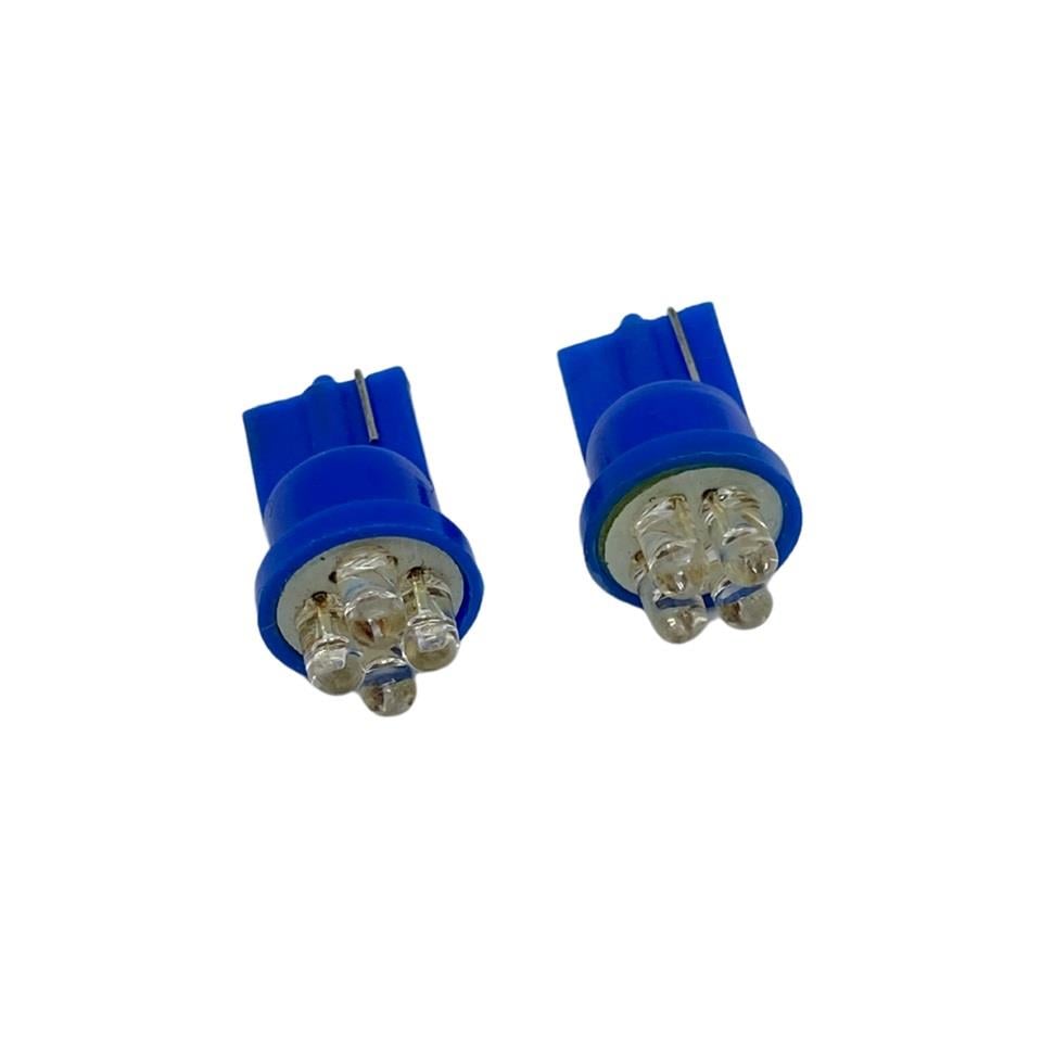 12V DİPSİZ AMPUL T10 (4 LEDLİ) MAVİ (2 AD)