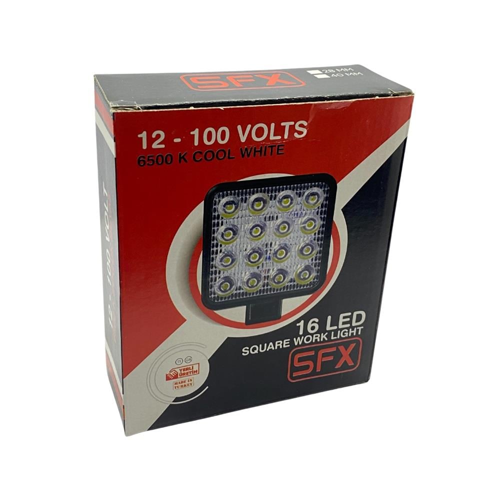 8V-110V ÇALIŞMA LAMBASI KARE (16 X 3W POWER LEDLİ) (109*109*28 MM) 