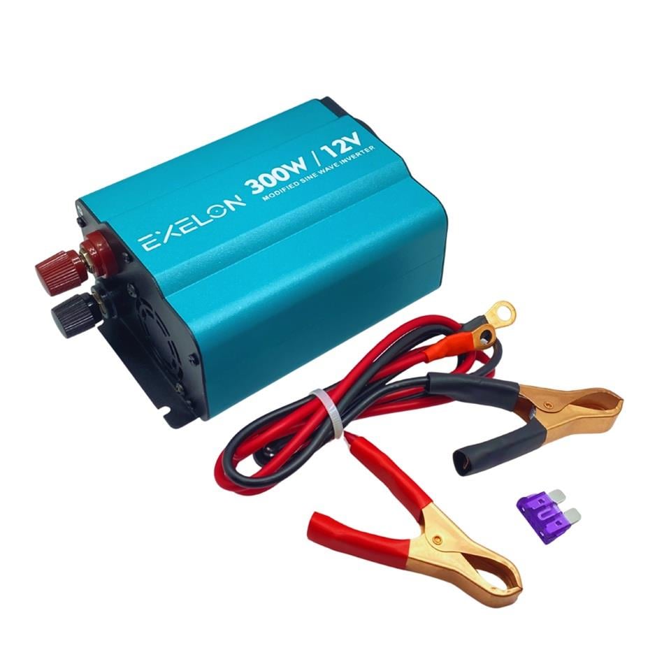 EXELON 12V DC > 220V AC İNVERTER 300W (MODİFİYE SİNÜS) (USB ÇIKIŞLI-MAŞALI)