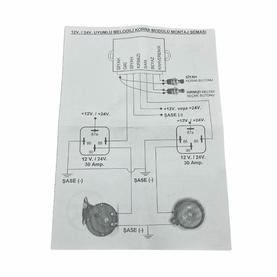 12V KORNA RÖLESİ (MODÜLÜ-BEYNİ) (NURI ALCO MELODİLİ)