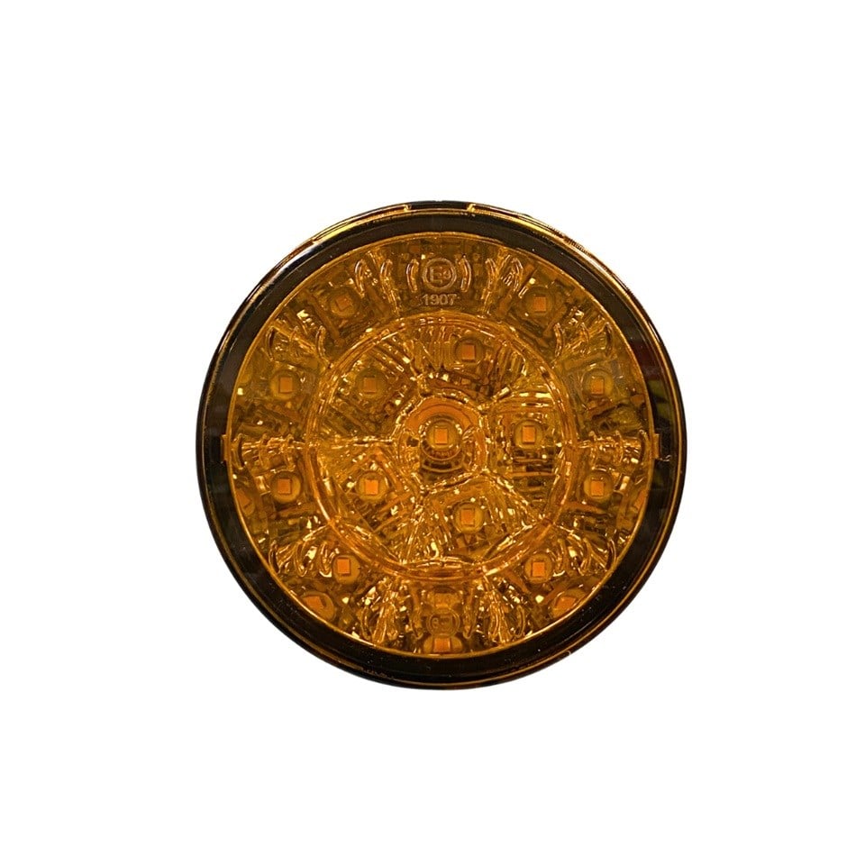 24V SİNYAL LAMBASI+REFLEKTÖR (6 LEDLİ) YUVARLAK SARI SOKETLİ (98 MM)