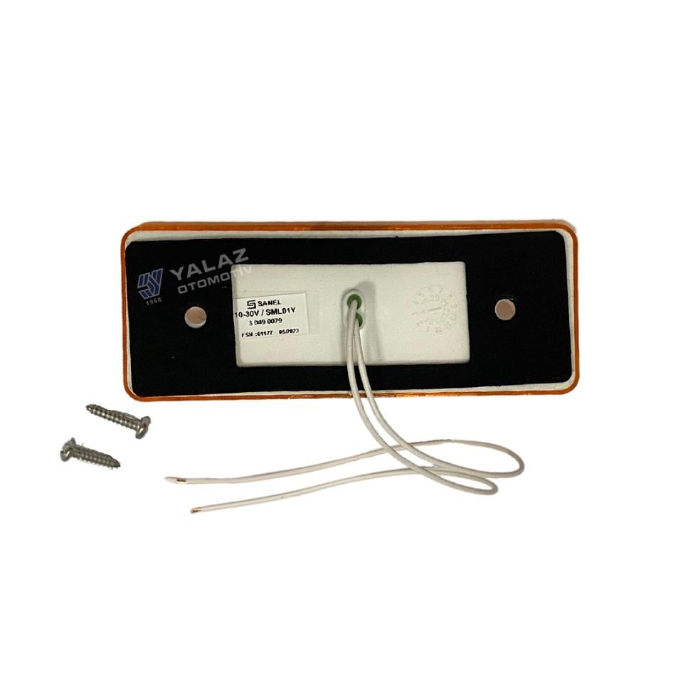 SANEL 10V-30V YAN SİNYAL LAMBASI SİDE MARKER SARI (TEK LEDLİ) (110*42 MM) (KABLOLU)
