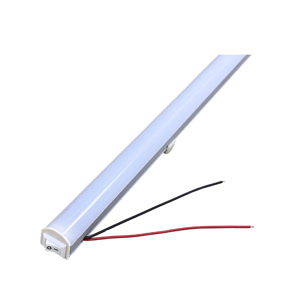 12V FLORESAN TAVAN LAMBASI LEDLİ BEYAZ ANAHTARLI (BUZLU CAM) (47 CM)