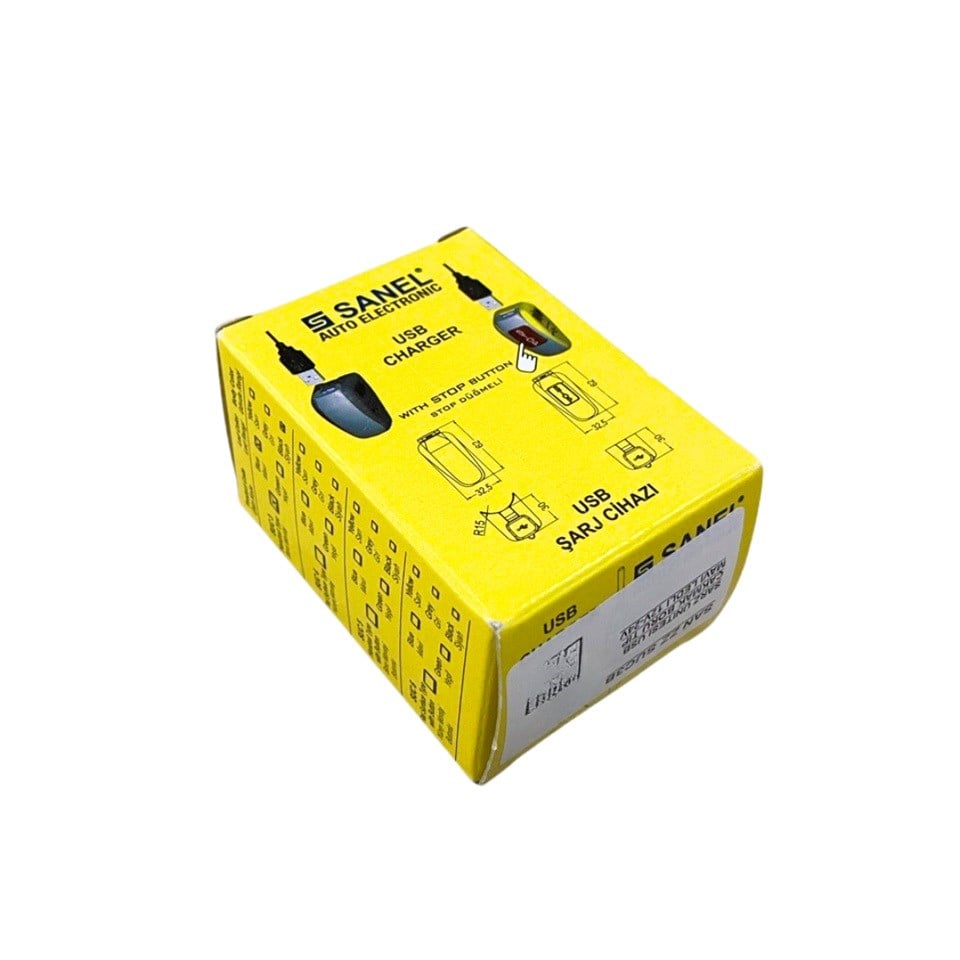 SANEL 12V-24V TELEFON ŞARJ CİHAZI (USB X 2) (2.1A X 2) (BORU TİP) (MAVİ LED IŞIK) (SU-TOZ KORUMALI)