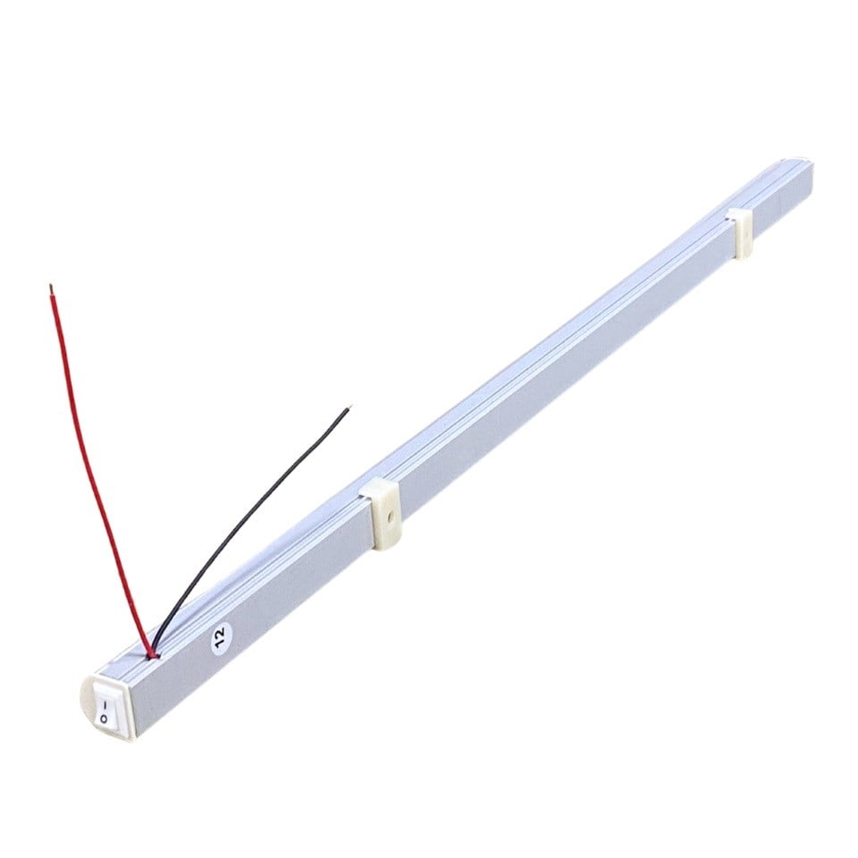 12V FLORESAN TAVAN LAMBASI LEDLİ BEYAZ ANAHTARLI (BUZLU CAM) (47 CM)
