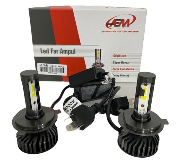 12V H4 DOB LED XENON FAR AMPUL SETİ 6000K 8000 LÜMEN